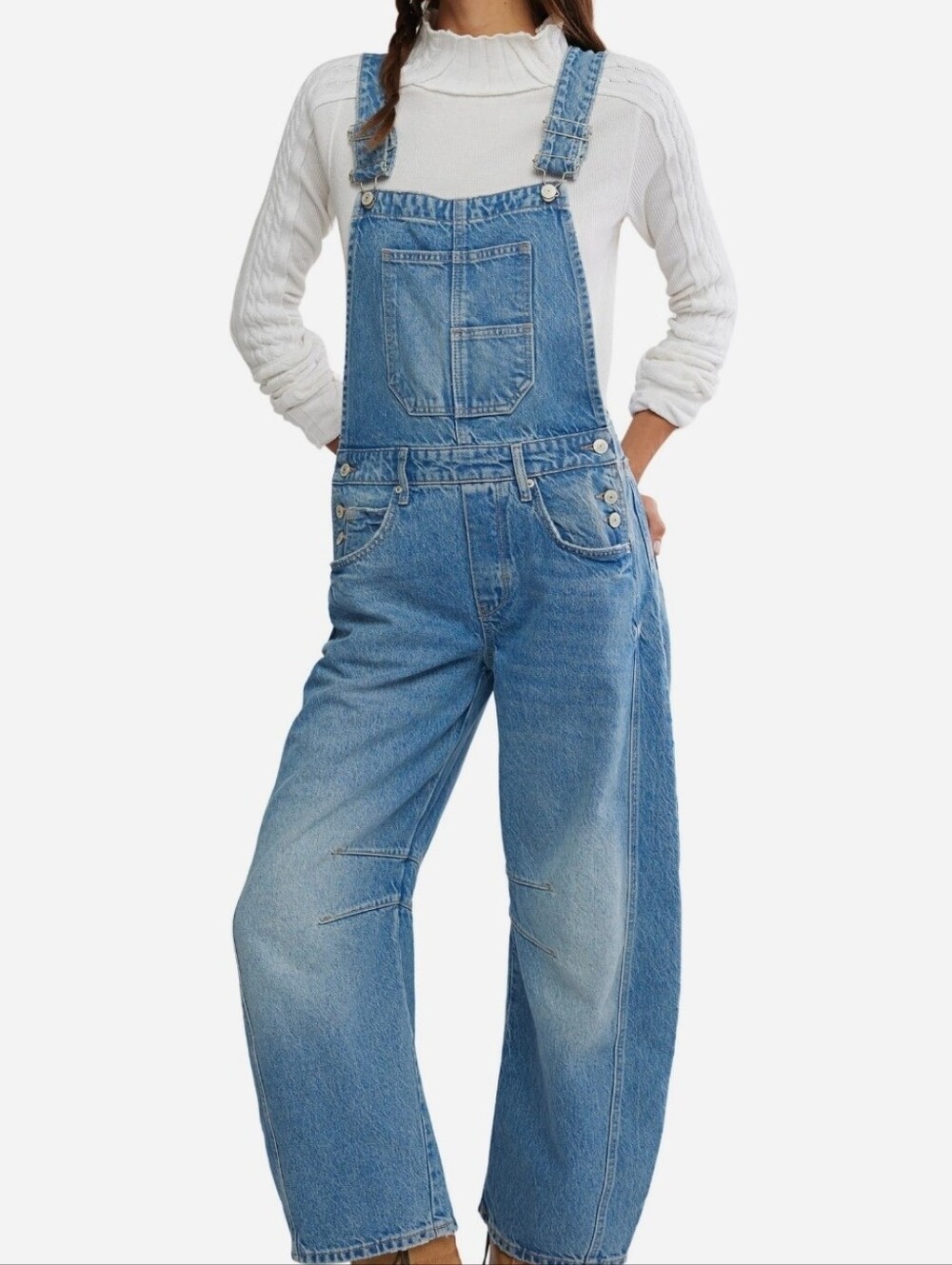 Free People Light Blue Denim Overalls